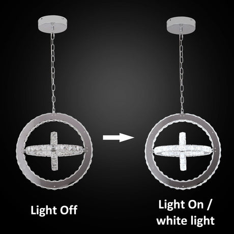 Multi-ring LED chandelier with warm ambient glow
