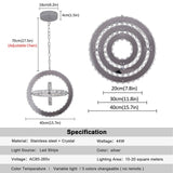 Ring pendant light with rotating crystal ring design