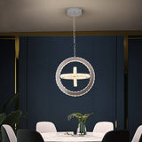 LED ring chandelier as dining room centerpiece