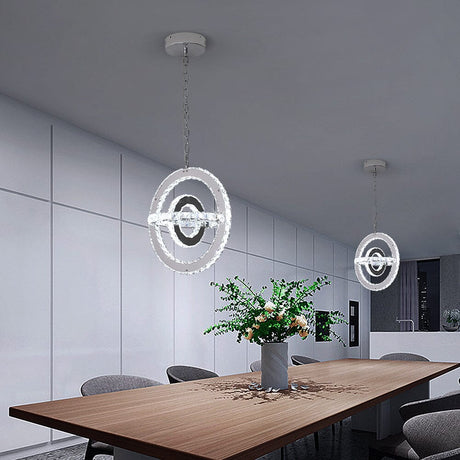 Flush mount crystal chandelier with adjustable hanging height