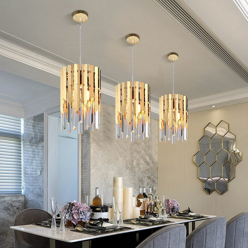 Crystal Chandelier Ceiling Mount with Stainless Steel Frame