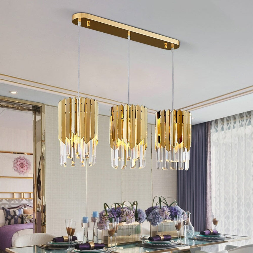 Crystal Chandelier Square Design Full Fixture View