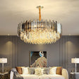 Liora Round LED Lamp With Golden Crystal – Modern Chandelier