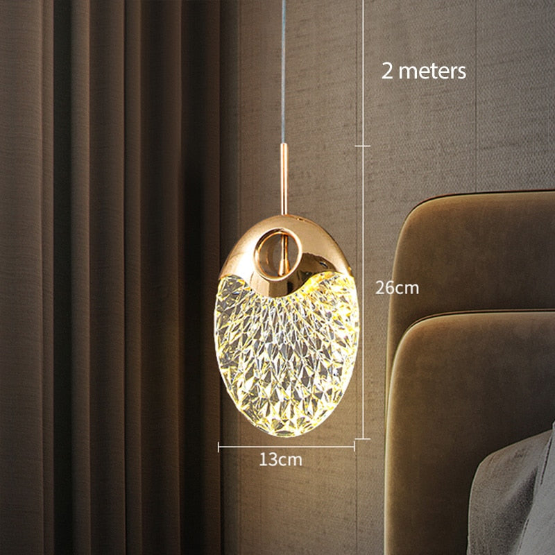 Aurelia Pendant Light Gold Acrylic Shade Close-Up - OpalDwell