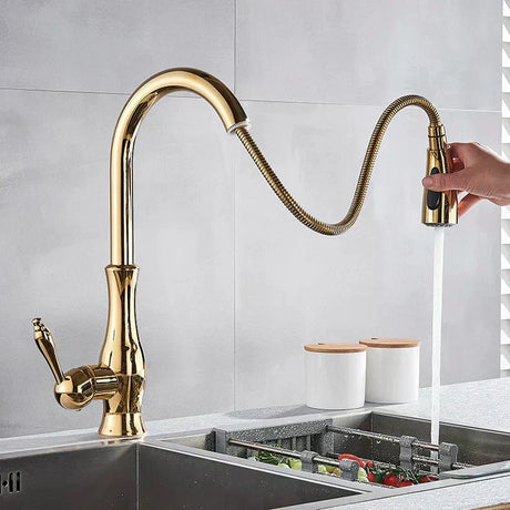 Gold kitchen faucet - polished brass finish