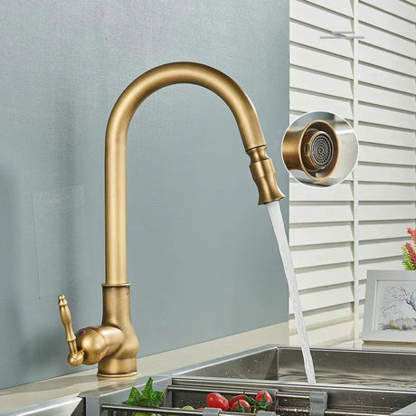Vintage brass kitchen faucet - swivel spout design