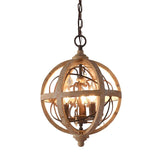 led chandelier with wood grain detail