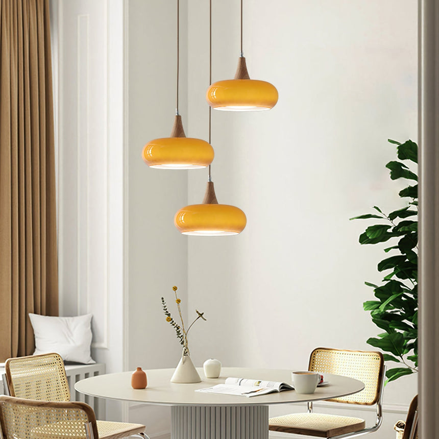 Amber Wood Pendant Light for Bedroom