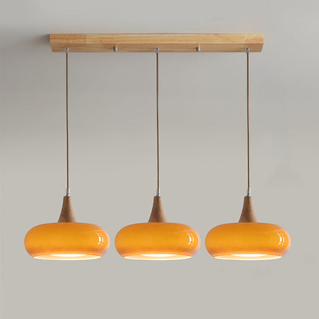 Amber Wood Pendant Light Sleek Modern Silhouette