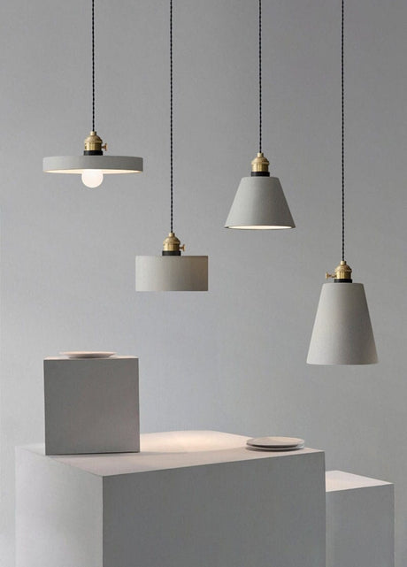 Gray Pendant Light LED Warm Ambient Glow for Dining Room