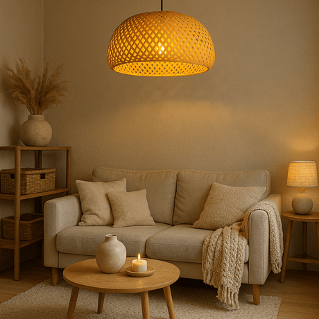 Bamboo pendant light for dining area