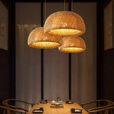 Woven rattan lamp warm ambient glow