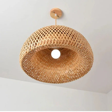 Bamboo hanging lamp cable and base detail