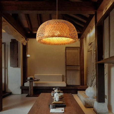 Woven pendant light for kitchen