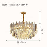 Liora Round LED Lamp With Golden Crystal for Dining Room