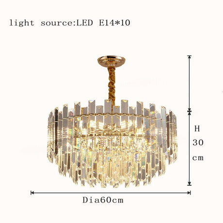 Liora Round LED Lamp With Golden Crystal for Dining Room
