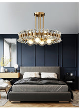Round Crystal Chandelier Metal and Crystal Body Detail - OpalDwell