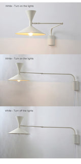 industrial-style swing arm wall lamp - installation detail view