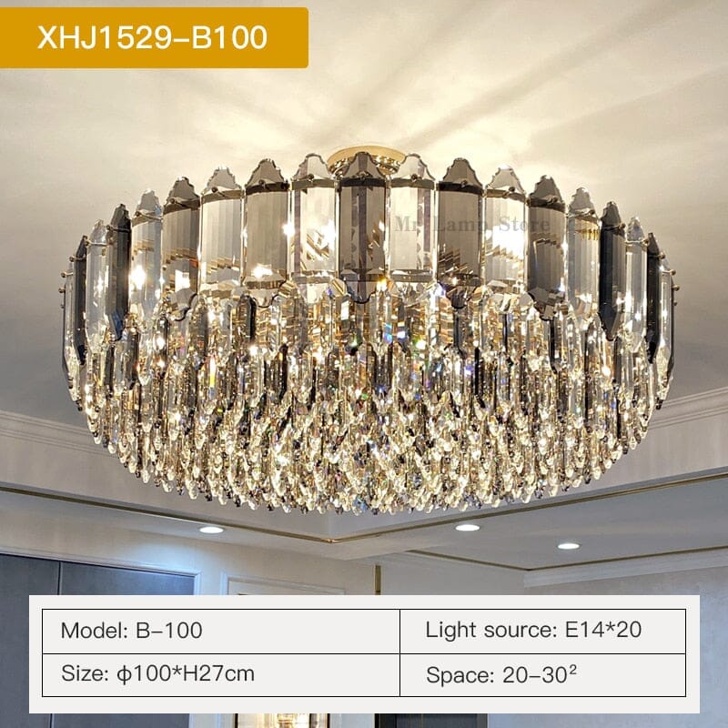 Crystal chandelier in cafe interior