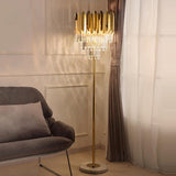 crystal and stainless steel floor lamp for entryway decor