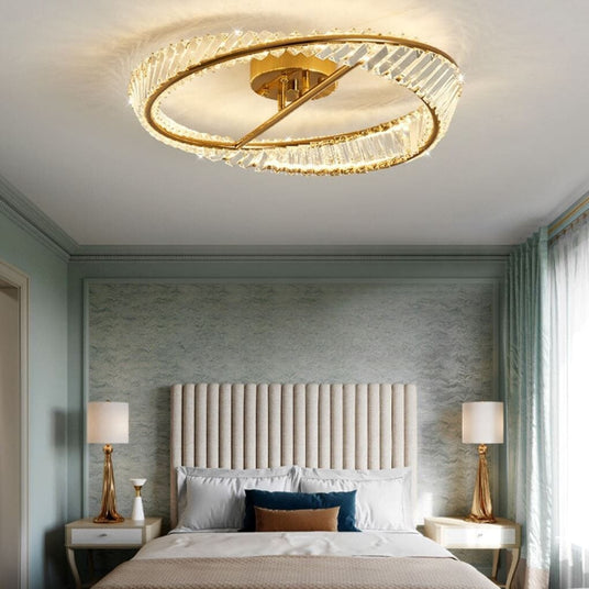 Crystal Chandelier with Stainless Steel Finish Detail
