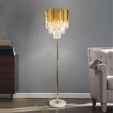 crystal and stainless steel floor lamp for bedroom ambiance