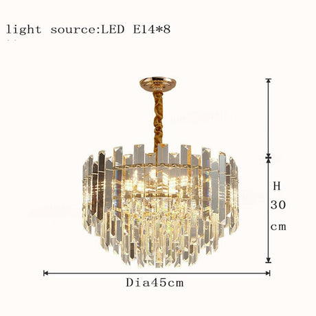 Liora Round LED Lamp With Golden Crystal for Kitchen