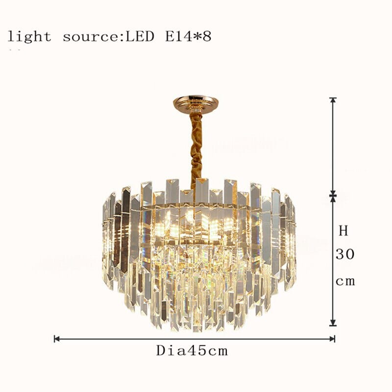Liora Round LED Lamp With Golden Crystal for Kitchen