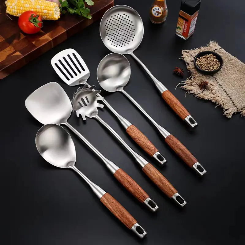 Kitchen utensil set for elegant meal preparation
