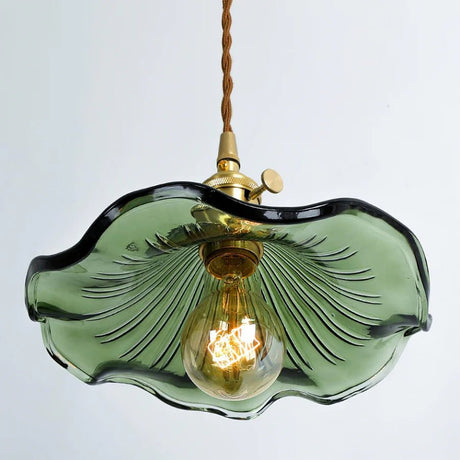 Scalloped Glass Pendant Light Fixture