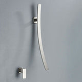 Wall mounted bathroom faucet installed in a bathroom setting