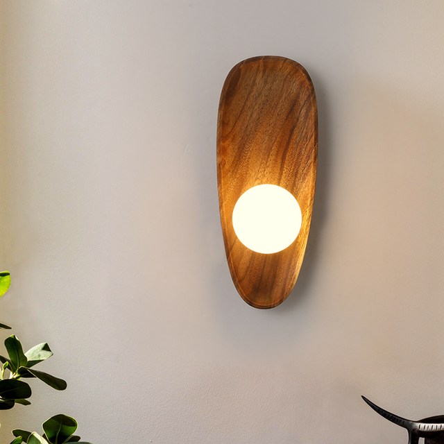 LumiVerde Natural Wood Wall Lamp for Living Room