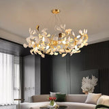 Antique gold chandelier warm glow