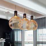 Bamboo pendant light side angle detail view