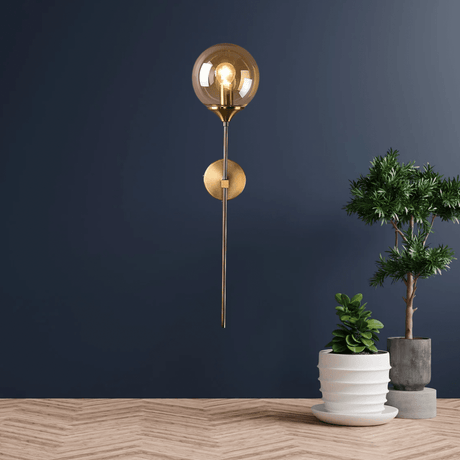Bedroom accent lamp with glass shade