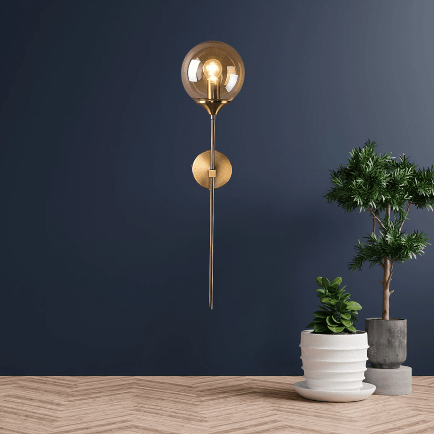 Bedroom accent lamp with glass shade