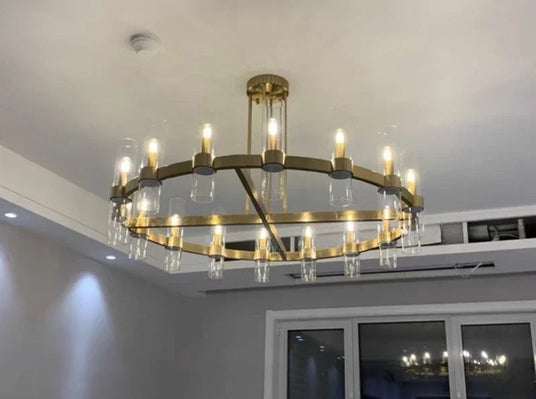 Farmhouse Glass Chandelier - Bedroom Lighting Accent