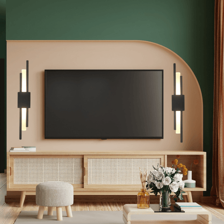 Black wall lamp matte black finish detail