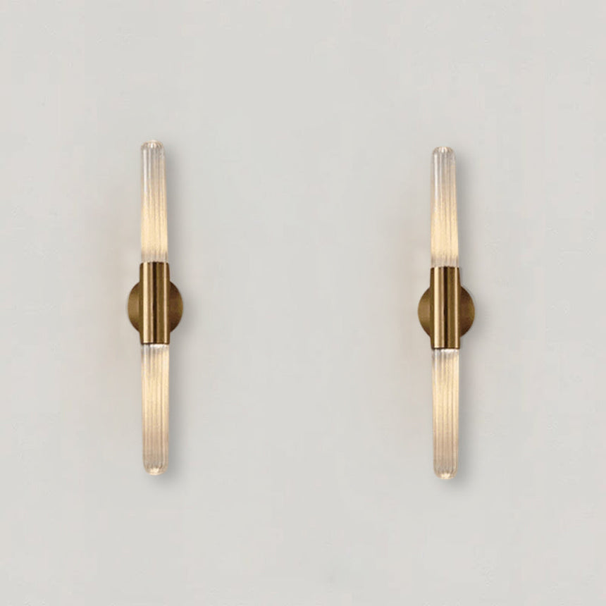 Iron and glass wall lamp finish detail