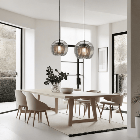 Liora Pendant Light - Aluminum and Glass Sculptural Double-Orb Design | OroDwell