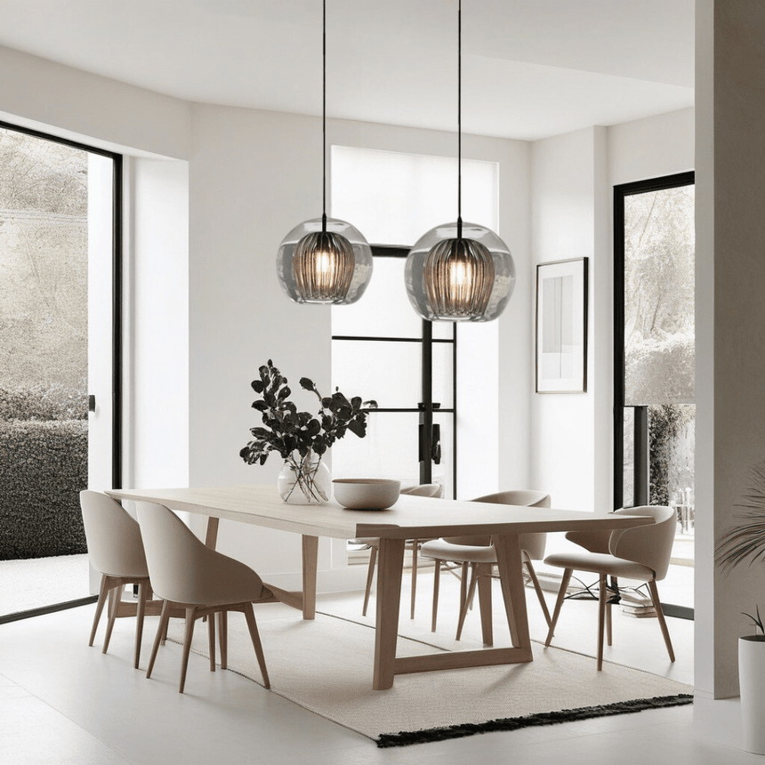 Liora Pendant Light - Aluminum and Glass Sculptural Double-Orb Design | OroDwell
