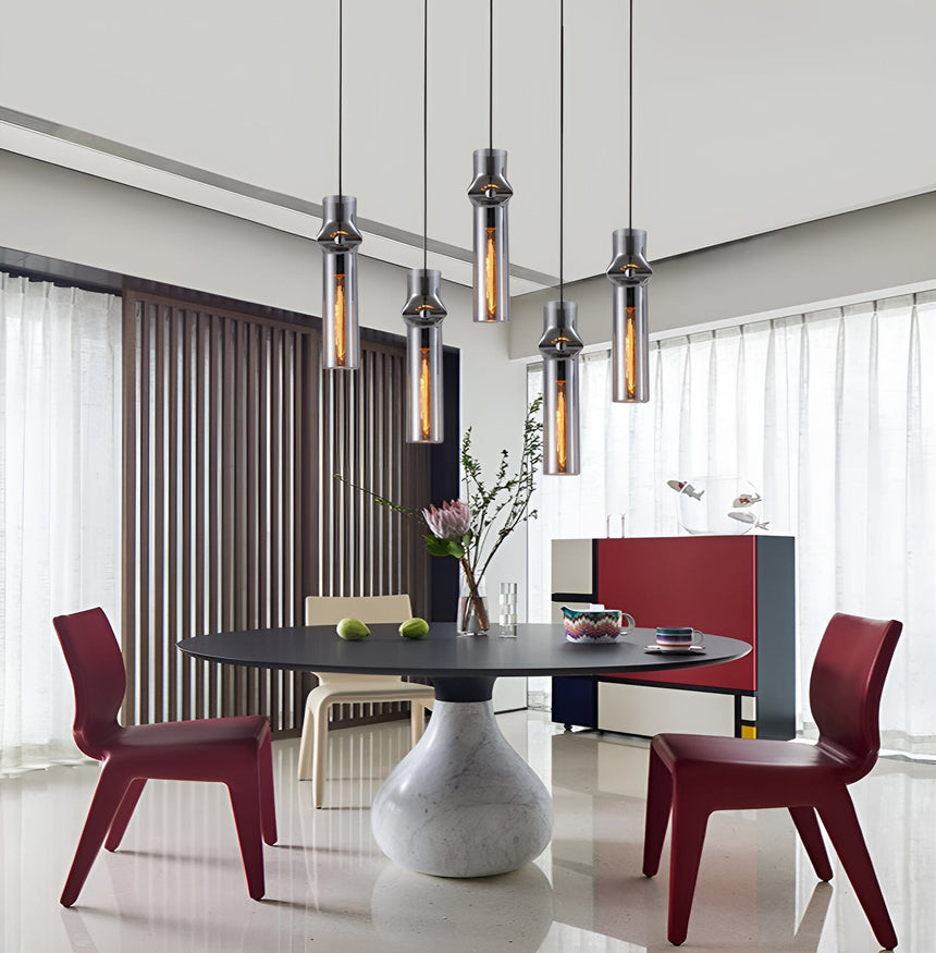 Ashen Flame Glass Pendant Light for Living Room