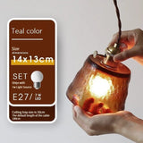 Copper glass pendant lamp finish close-up