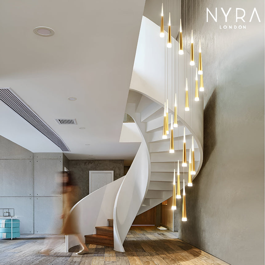 LED Chandelier Installed Above Living Room