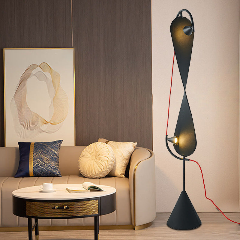 Modern sculptural floor lamp in black finish