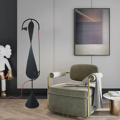 Black floor lamp with warm glow LED