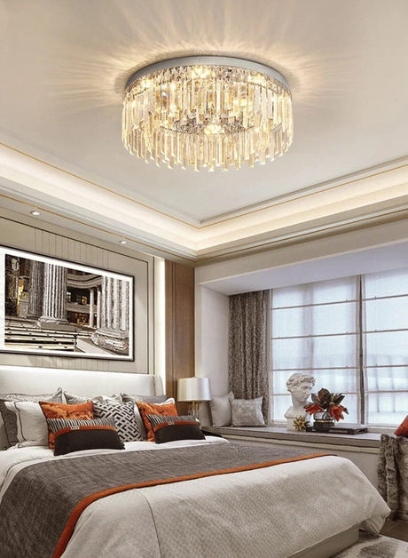 Modern Crystal Ceiling Light for Living Room OpalDwell