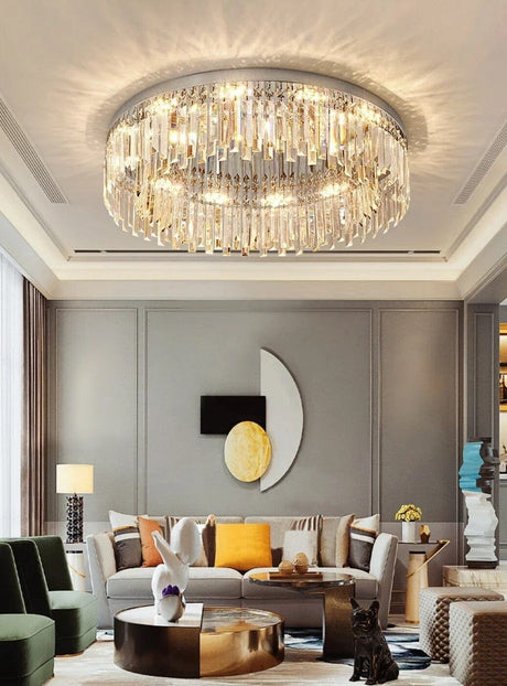 Crystal Flush Mount Installed Overhead View OpalDwell