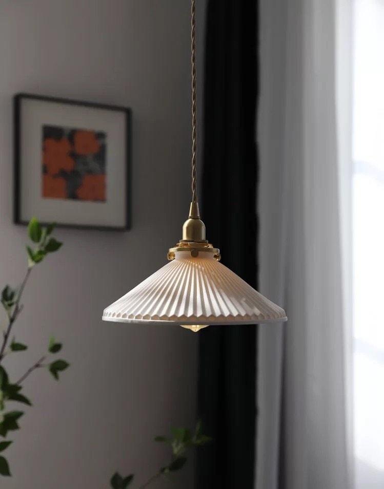Ceramic Pendant Light LED Warm Ambient Glow for Dining Room