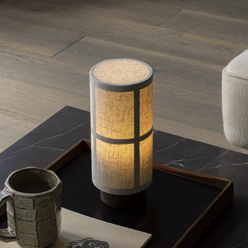 Table Lamp - Linen and Wood Minimalist Japanese-Scandinavian Design | OroDwell